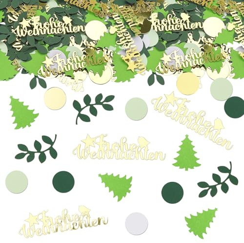 GoldRock 200 Stk Groß Streudeko Weihnachten Konfetti 2,5-8cm,Glitzer Konfetti Tischdeko Weihnachten,Weihnachtsbaum Weihnachtskonfetti Gold Grün für Weihnachtsdeko Tisch,Weihnachtsfeier Weihnachts Deko