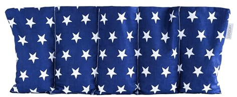LOOLAY Kirschkernkissen Mikrowelle 50x20 cm – Wärmekissen Bio Baumwolle – Kirschkern Kissen mit 5 Kammern – Ideal bei Muskelverspannungen und Menstruationsbeschwerden (sterne blau)