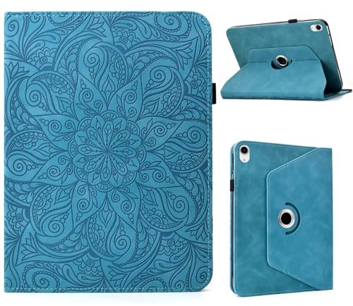ONETHEFUL Rotierende Hülle für iPad (A16) 11th Generation 11 Inch 2025/iPad 10th Generation 10.9 Inch 2022 - PU Leder Tablet Case 360 Grad mit Standfunktion, Kartenfächern & Stifthülle | Blau