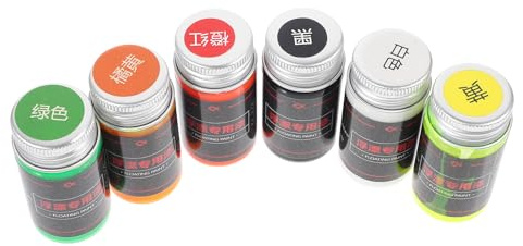 DECORNIJIA Lot de 6 Peintures Fluorescentes Grossissantes à l'huile pour Flotteurs de Pêche 30 ML Couleurs Mixtes Peinture de Réparation pour Leurres Outil de Pêche Phosphorescent