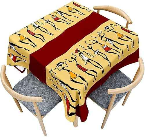 Afrika Tischdecke Quadratisch 120x120 cm 3D Afrikanische Frau-Motiv Tischwäsche Polyester Pflegeleicht Schmutzabweisend für Outdoor, Garten, Party, Picknick, Küche und Deko 5151v