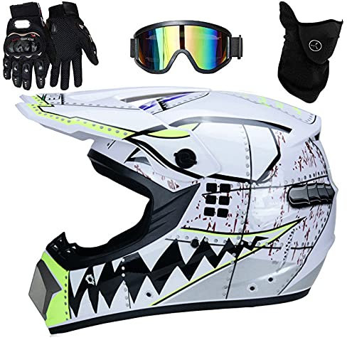 Casco Motocross Niño ECE Homologado - Casco de Moto Infantil Cross Integral Enduro Infantil para Mujer Hombre Adultos,L(56~57cm)