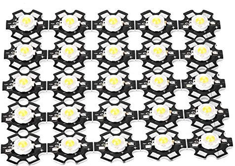 Wandisy Venta loca Luz de Chip integrada, 25PCS 3W 3.2-3.4V Bombilla de Foco LED de Alta luminosidad(Cálido 3000-3200K)