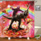 kuanmais Lustige duschvorhang lustige faultier fahrt Dinosaurier und Pizza duschvorhang Badezimmer Dekoration formbeständig wasserdicht mit 12 Haken 150x180cm