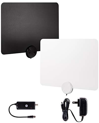 GE UltraPro Edge HD Amplified TV Antenna, 55+ Mile Range, Reversible Black and White Finish