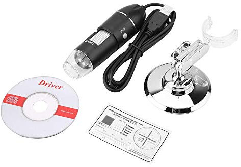 Fafeicy Einstellbares LED-Mikroskop, 300.000 Pixel 50X-500X Vergrößerung 2MP USB-Lupe für Computer mit Halter, Endoskope Und Fiberskope