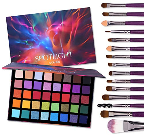 UCANBE Palette Ombretti Colorati 40 Colori con 15 Pennelli - Ombretto Occhi Impermeabile, A Lunga Durata, Palette Occhi Setoso Altamente Pigmentato