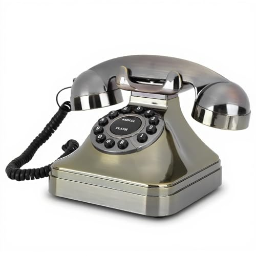 ASHATA Retro-Telefon, antikes Bronze-Festnetztelefon High Definition Call Desktop-Telefone mit großem für Home-Office-Dekoration