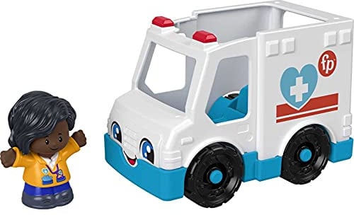 Fisher-Price Little People Ambulance, push-along vehicle with EMT figure for toddlers and preschool kids ages 1 to 5 years