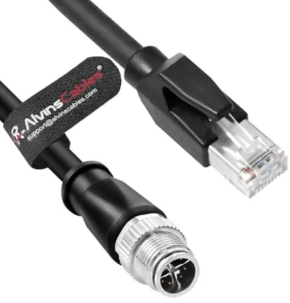 Alvin's Cables M12 X-Code 8-Pin Stecker auf RJ45 Ethernet-Kabel für Cognex/Keyence Kameras, hochflexibles Cat6a-Kabel für industrielle Automatisierung, Feldbus-Module, Robotik, 2M