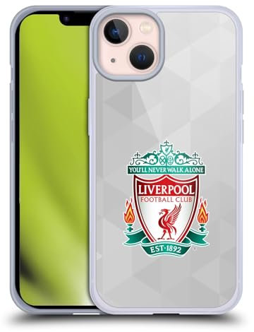 Head Case Designs Officially Licensed Liverpool Football Club White Geometric 1 Crest 1 Gel Case [Military Grade Protection] Compatible with Apple iPhone 13 and Compatible with MagSafe