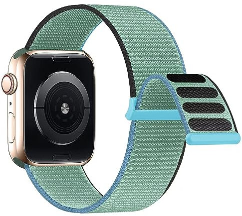 Lobnhot Nylon Armband kompatibel mit Apple Watch Armband 44mm 42mm 45mm 46mm, Verstellbares Sport Armband kompatibel für iWatch Series 10 9 8 7 SE 6 5 4 3 2 1, Inverness Grün