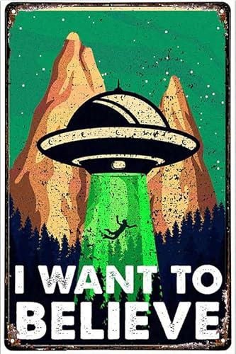 RIFOSA Alien I Want To Believe Ufo Vintage Blechschild, Sky Sci-Fi Poster, Geschenk, 30,5 x 20,3 cm