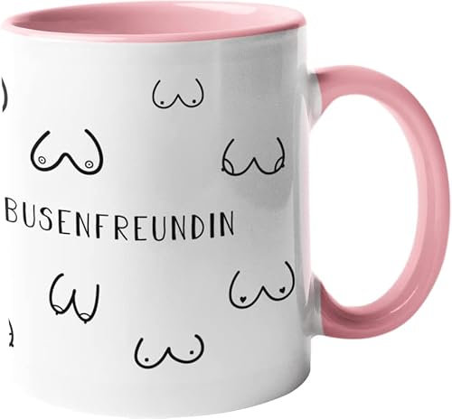 verschenkich | Tasse Busenfreundin 1.0 | Kaffeetasse aus Keramik | rosa | lustiges BFF Geschenk | rundum bedruckt für die beste Freundin