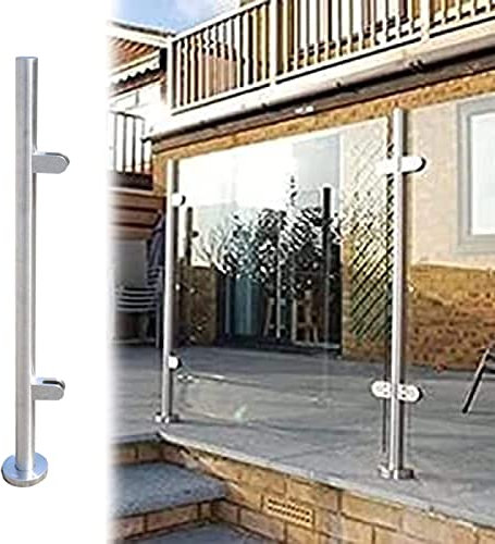 pasamanos acero inoxidable Postes de Barandilla de Vidrio de Tubo Redondo, Postes de Barandilla de Acero Inoxidable de Pie Postes de Barandilla de Escalera, Columna con Abrazaderas de Vidrio Almohadil