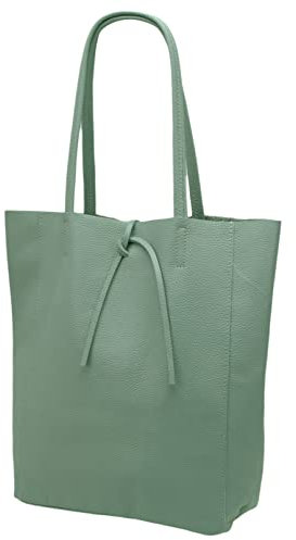 SH Leder ® Damen Echt Rindleder Shopper mit Innentasche in vielen Farben Schultertasche Henkeltasche 37x29cm Kora G266 (Wassergrün)