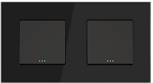 PULSAR Doppel Lichtschalter Unterputz 2 Fach Schwarz Glas, Ein-Aus Schalter/Ein-Aus Schalter Kombination, Doppelschalter Taste Schalter Doppelt 157x86mm