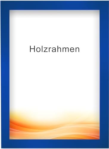 RAWWEST.BIS Bilderrahmen 70x100cm MDF Holz Rahmen Posterrahmen mit Acrylglas Holzrahmen aus Holzplatten für Bilder Poster Fotos Puzzle Plakatrahmen zum Aufhängen & Aufstellen Fotorahmen Blau