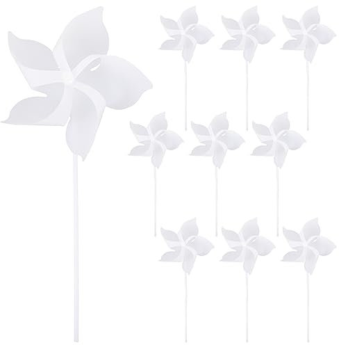 GANAZONO Pièces Moulinets D'été Moulins à Vent De Fête Moulinets Inachevés Moulinets Non Peints Moulin à Vent Artisanat Bricolage Moulins à Vent Papier Manivelle Outil Blanche