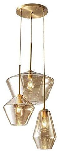 ZenithBeam Champagner-goldenes Glas mit 3 Köpfen, hängende Pendelleuchte, Unterputz-Deckenleuchte, moderne Glaslampe, Kronleuchter für Zuhause, Küche, Hotel, Kaffee, Bar, Esszimmer