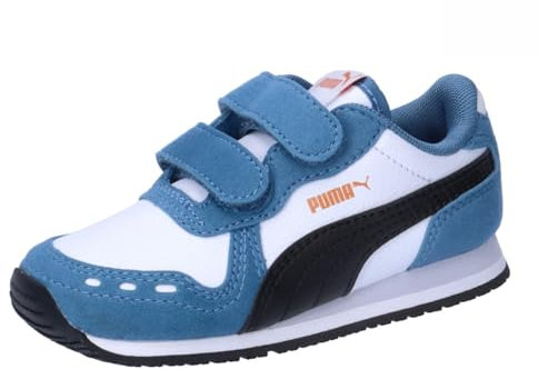 Puma Unisex Kids Cabana Racer SL 20 V INF Sneaker, Puma White-Puma Black-Blue Horizon-Maple Syrup, 23 EU