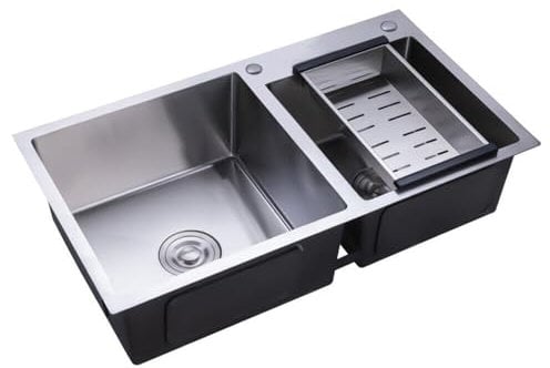 Edelstahl-Küchenspüle Doppelspüle Einbauspüle Waschbecken 78 * 43 * 21 cm, mit Unterbau Küchenspülen