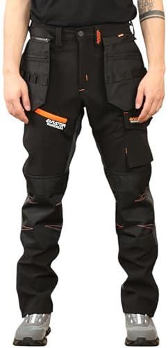 Softshell Cargo Workwear Trousers (UK, Waist & Inseam, 36, 32, Black)