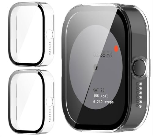GIOPUEY [2 Stück Hülle Kompatibel mit CMF by Nothing Watch Pro/CMF Watch Pro, Glasschutzfolie + Hartplastikrahmen, 360° Rundumschutz, CMF by Nothing Watch Pro Cover - Transparent+Transparent