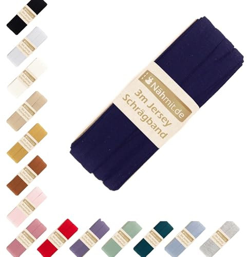 Nähmit - Jersey Schrägband - elastisches vorgefalztes Einfassband 3 Meter x 20mm