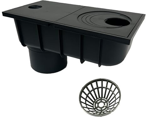 4INSTALATOR Regenrohrablauf mit Sieb Regensinkkasten von 50mm bis 110mm Regenwasserablauf DN110 Schwarz Dachrinnenablauf Regenwasserfilter Universell für Verschiedene Rohrgrößen