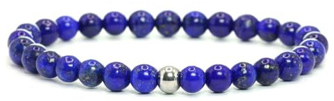 Echtes Lapislazuli AAA Edelstein Armband mit 6mm Perlen - verschiedene Längen - Heilstein Schutzstein Talisman Glücksbringer Geschenk (Lapislazuli, 14CM)
