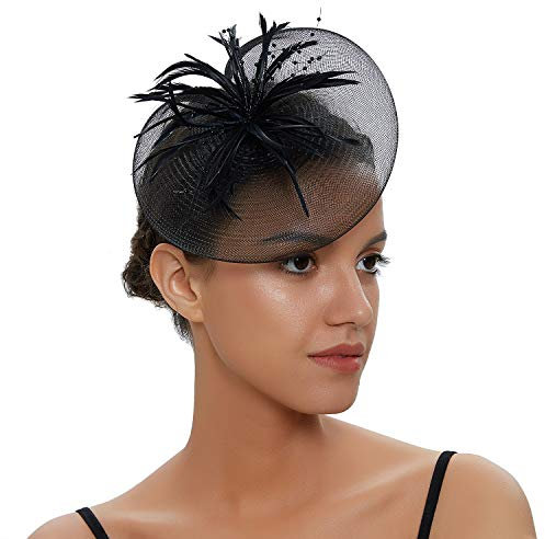 SJTJSPX Chapeau Fascinator Femme - Mariage - Bibi - Accessoires de Cheveux - Noir