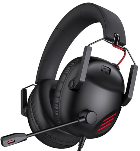 KAPEYDESI CM7007 Gaming Headset for Xbox Series X|S, Xbox, PS5, PS4, PC, Switch, Gaming Headphones with Noise Canceling Microphone, Folding Design, 50MM Dynamic Drivers, 3.5MM Audio Jack, Black Red