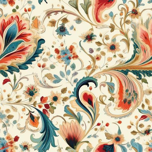 ANLIKY-Pro Self Adhesive Wallpaper Colorful Flowers Peel and Stick Contact Paper, 44X300CM, Branches Vines Removable Decorative Film for Cabinet Furniture