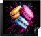 KitchenYeah© Herdabdeckplatte 60x52 cm Einteilig Küche Herdabdeckung Induktionsfeld Ceranfeld Herdabdeckplatten Vinyl Matte Aufrollbar Makronen - Graffiti - Farbenfroh - Rosa - Blau - Gelb