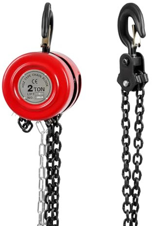 HarBin-Star Polipasto de cadena con capacidad de carga de 2000 kg y altura de elevación de 3 m, polea, cadena de acero resistente, cuerda con gancho giratorio 360°, polipasto manual para bosques y