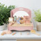 WOODENFUN Rosa Mädchen Holz Desktop Schminktisch, Faltbarer Schminktisch, ausgestattet mit 14-Make-up Zubehör
