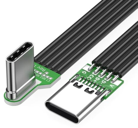 ESTCNK USB C Male to Female Flat Extension Cable 90 Degree USB C Data Cable for Phone