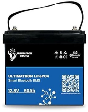 ULTIMATRON - Batterie Lithium 12.8V 50Ah LiFePO4 Smart BMS avec Bluetooth
