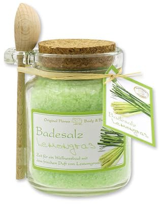 Florex Badesalz Lemongras im dekorativen Glas mit Holzlöffel 300 g