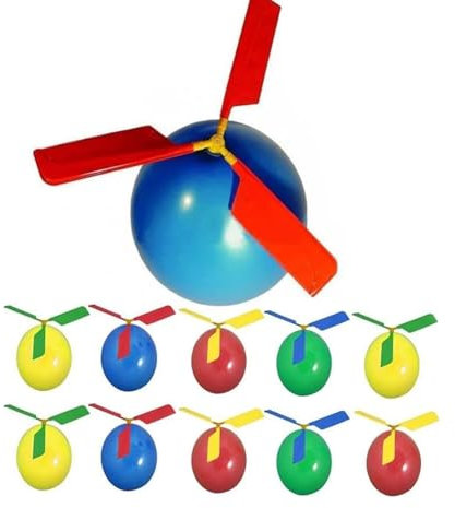 10 Stück Ballon Helikopter Spielzeug mit Pfeife, Luftballon Propeller Flugspielzeug Geschenk für Jungen und Mädchen