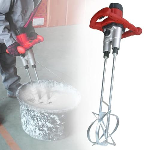 Concrete Mixers 1600W Adjustable 6 Speed Handheld Electric Concrete Cement Mixer with Double Rod for Stirring Plaster Mortar Paint Cement Grout Mix