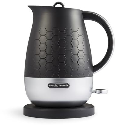Morphy Richards Cassini Jug Kettle, 1.7L, 3Kw Rapid Boil, Precision Pour Spout, Boil Dry Protection, Cord Storage, Anti-Limescale Filter, Moonless Night Black & Silver, 103020