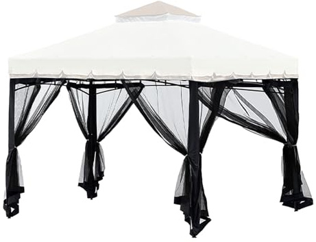 Kustimantu Pavillon Netz Für Outdoor Terrasse - 4X Pavillon Moskitonetze Vorhänge - 3X Fliegenschutz UV-Beständiges Belüftungsnetz Für Park Terrasse Garten Camping Zelt