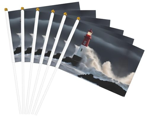 Leuchtturm im Sturm Druck, praktische Handflagge, vielseitige Flaggen, Mastpartys, Paraden, Dekorationen, Urlaub
