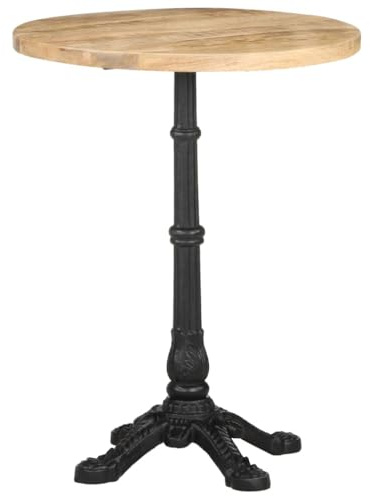 Ziaphsol Bistrotisch Ø60x76 cm, Massives Raues Mangoholz mit Natürlichem Finish, Gusseisen Gestell, Vielseitiger Esstisch & Küchentisch für Esszimmer, Langlebiger Bartisch & Stehtisch