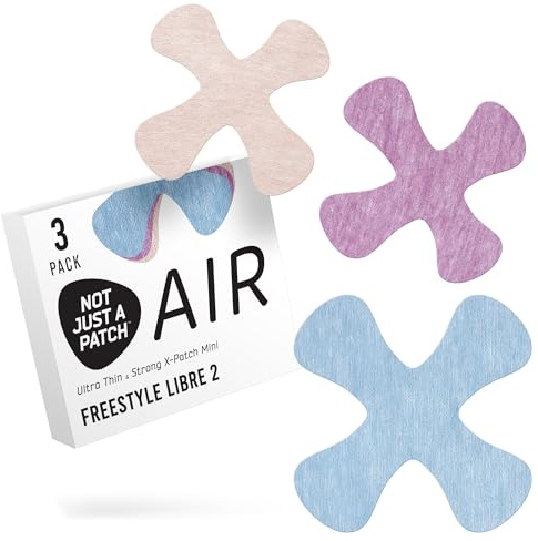 Not Just a Patch Air X-Mini Libre 2 Sensor Covers - 3 Pack, Multicolor | Breathable, waterproof overpatch with secure 15-day hold for Freestyle Lbre 2, Libre 2 Plus & Lingo; thin and flexible.