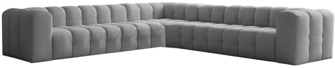 Friderik Ecksofa Baloo Corner 330x330 cm – Komfort mit HR-Schaum und Wellenfedern - Stoff Tiffany (Grau)
