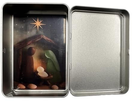 Fenayuu Zarte Krippe Aus Seeglas, Handgefertigte Religiöse Mit Seeglas, Mini Krippe Weihnachtsdekoration Für Christen Und Meeresliebhaber