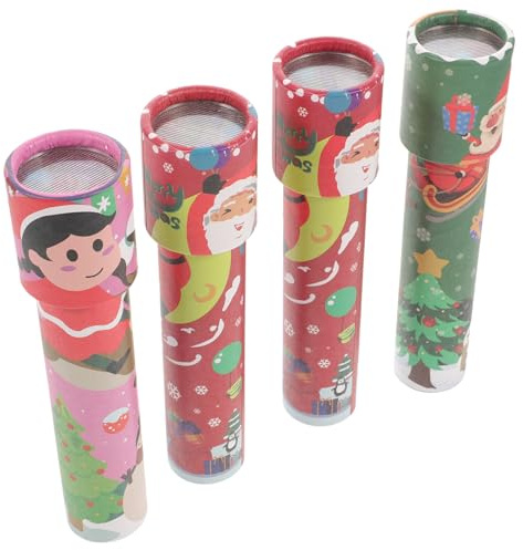 Gogogmee 4 Stück Weihnachts Kaleidoskope mit Glatten Kanten Buntes Partyspielzeug Als Mitgebsel und Gastgeschenk für Kindergeburtstag